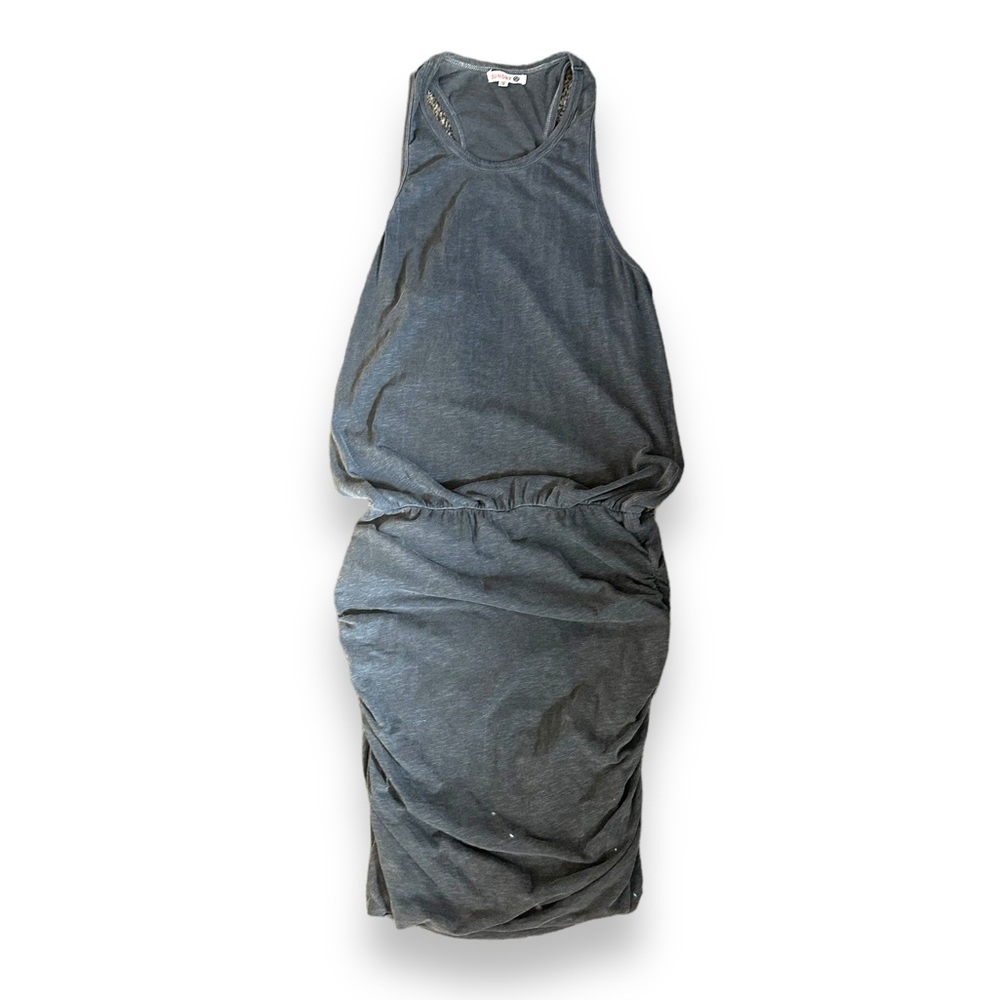EUC Sundry Size 2 Grey Racerback Ruched Mini dress - Picture 3 of 5